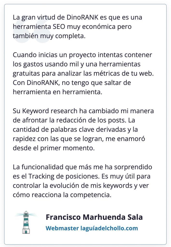 Testimonio de Francisco sobre la herramienta Dinorank